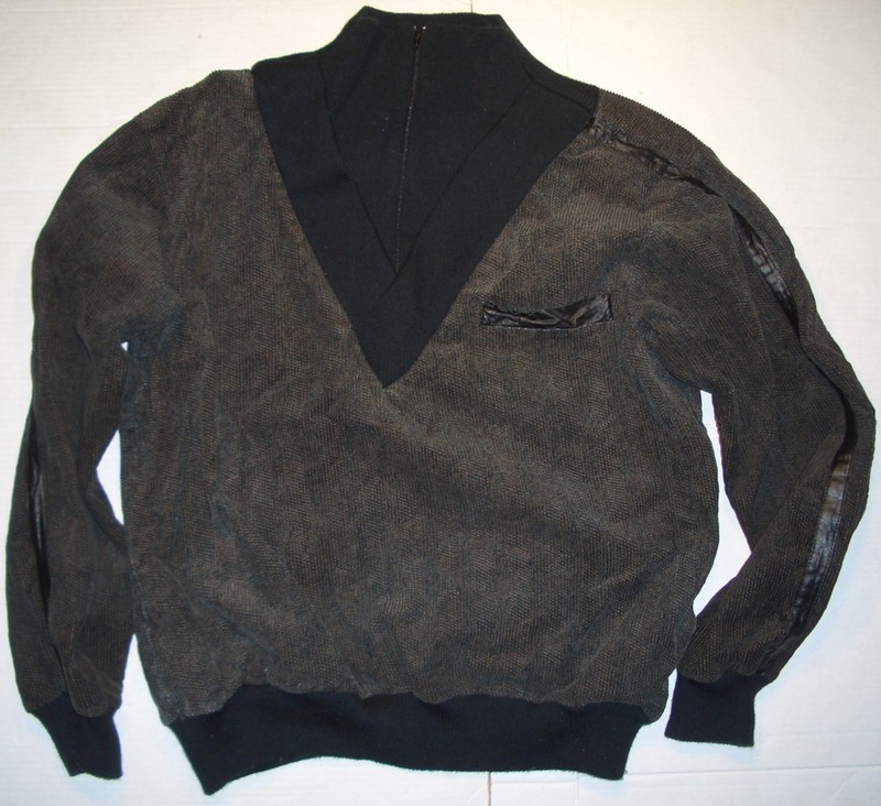 MEN'S DRESSY TURTLENECK SWEATER w ZIPPER BY OUTER POINT SIZE:L COLOR:BROWN/BLACK