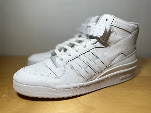 Men Sz 10.5 - adidas Originals Forum Mid Leather Sneakers FY4975 Triple White