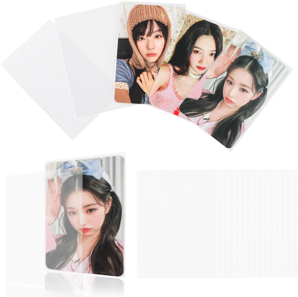 Baskiss 100 Pack Photocard Sleeves, 56X87Mm Kpop 200 Microns Ultra