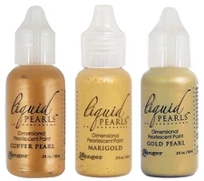 Ranger, Liquid Pearls, Dimensional Paint, 3, Copper Pearl, Marigold Yellow, Gold