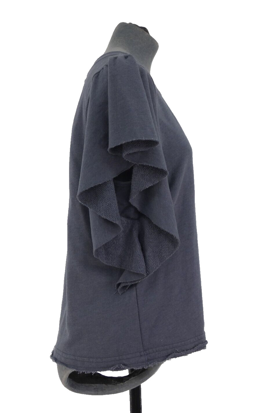 Michael Stars Blouse Top Sweatshirt Ruffle Sleeve Ariana Grey Raw Hem Size S