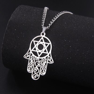 Vintage Filigree Hamsa Hand of Fatima Star of David Hexagram