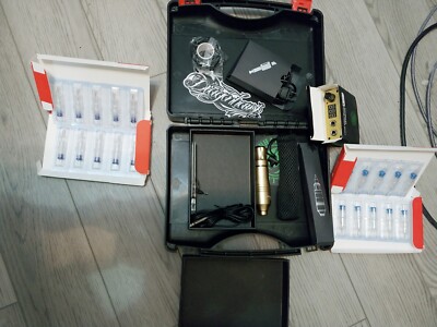 Dragonhawk Tattoo Machine Kit Rotary And Needles W/ Power Supply And Case Atom