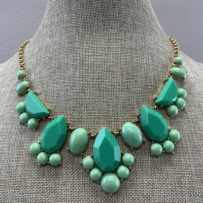 Kate Spade mint green acrylic gem statement necklace in gold tone