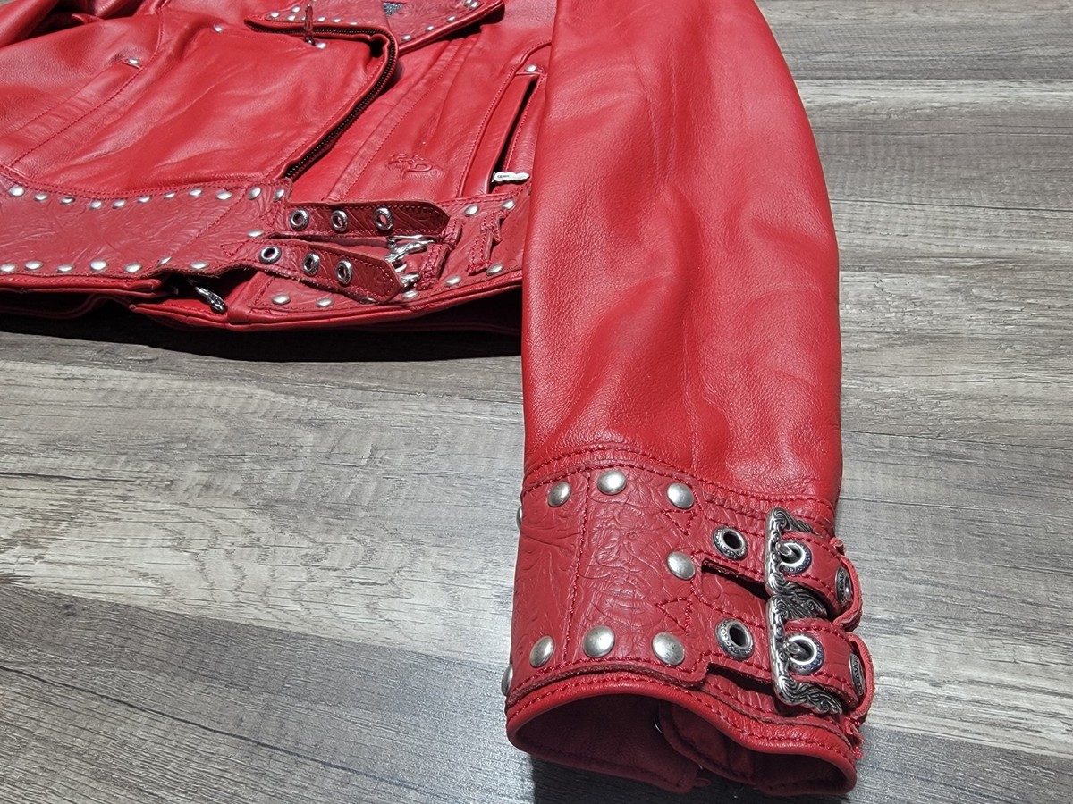 VTG Y2K Beautiful Harley Davidson Studded Embossed Red