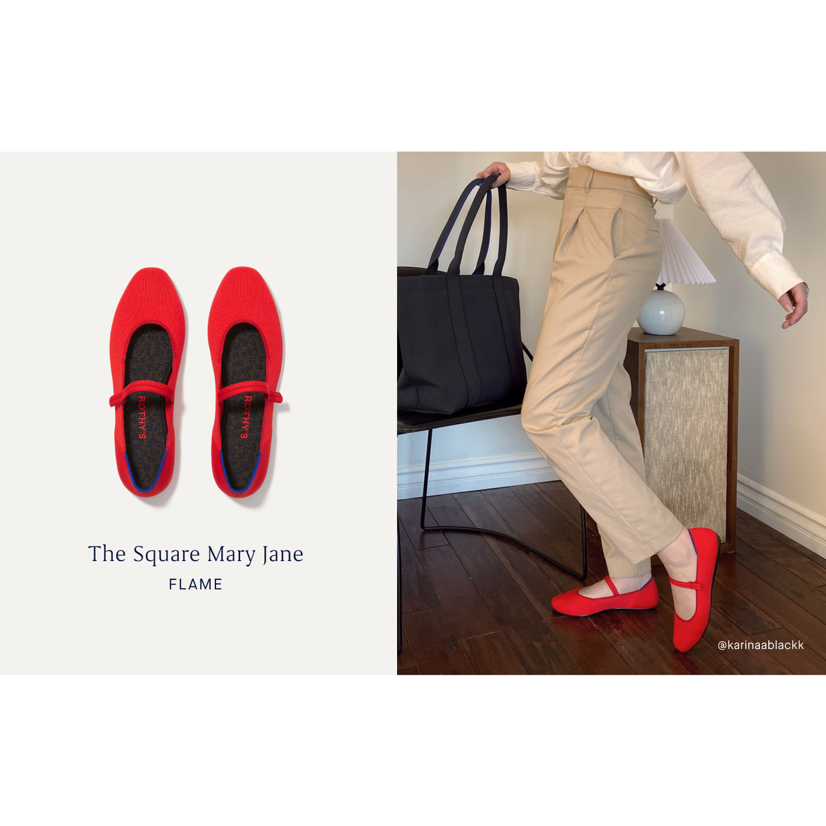 Rothy’s The Square Mary Jane Slip On in Flame Red Size NWOB