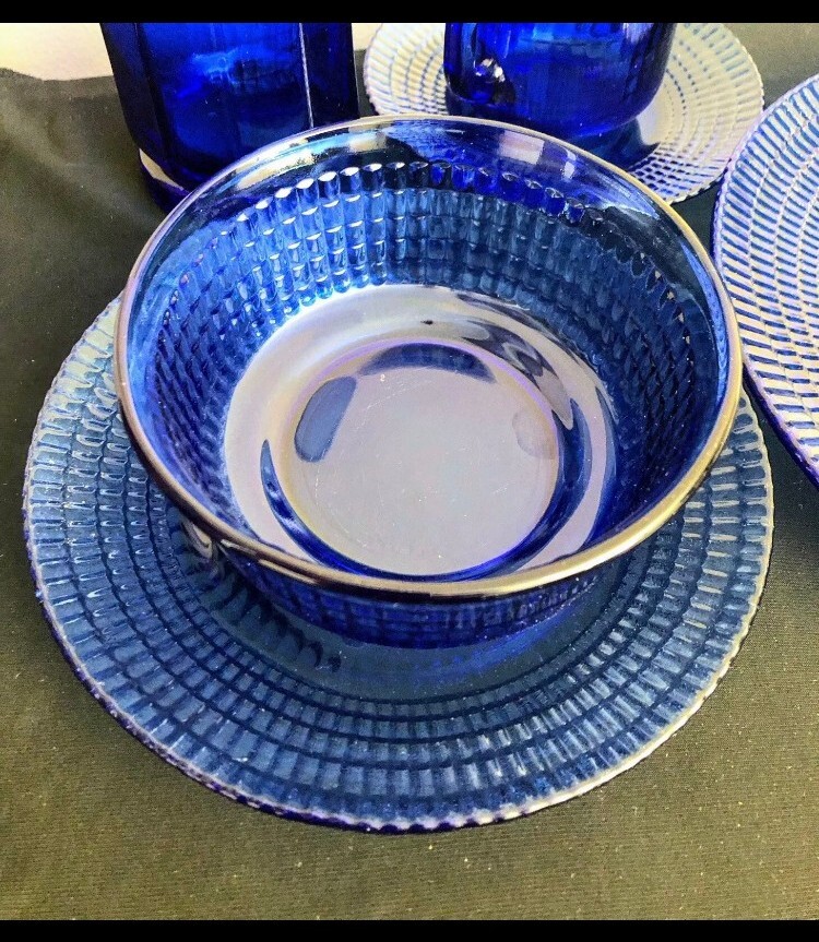 Vintage Forte Crisa Mexico Brillant Cobalt Blue Dinnerware 35 Pc Lot