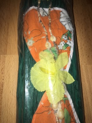 VTG ALOHA HAWAII HULA SKIRT SET RAFFIA SKIRT BIKINI TOP LEI FLOWER ADULT XL NOS