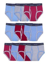 Big Tag Free Cotton Briefs Assorted Colors Boys   10 Pack   Blue/Grey/Red Small