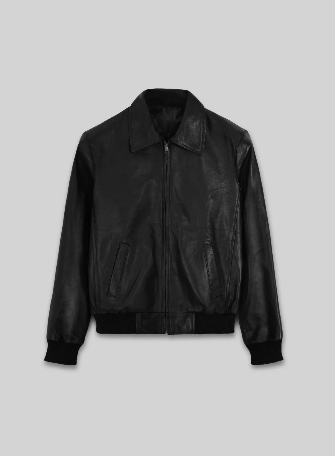 Men's Black A2 Flight Leather Jacket Real Leather Aviator Bomber Flap Pockets