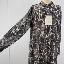 NWT Marina Rinaldi Grey Chiffon Button Down P...
