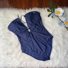 PILYQ Swim Keyhole Braided One Piece Navy NWT Size Large