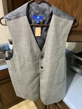 EGARA Suit Vest Mens M Gray Slim Fit 100 Wool Formal Casual Business Size 2XL
