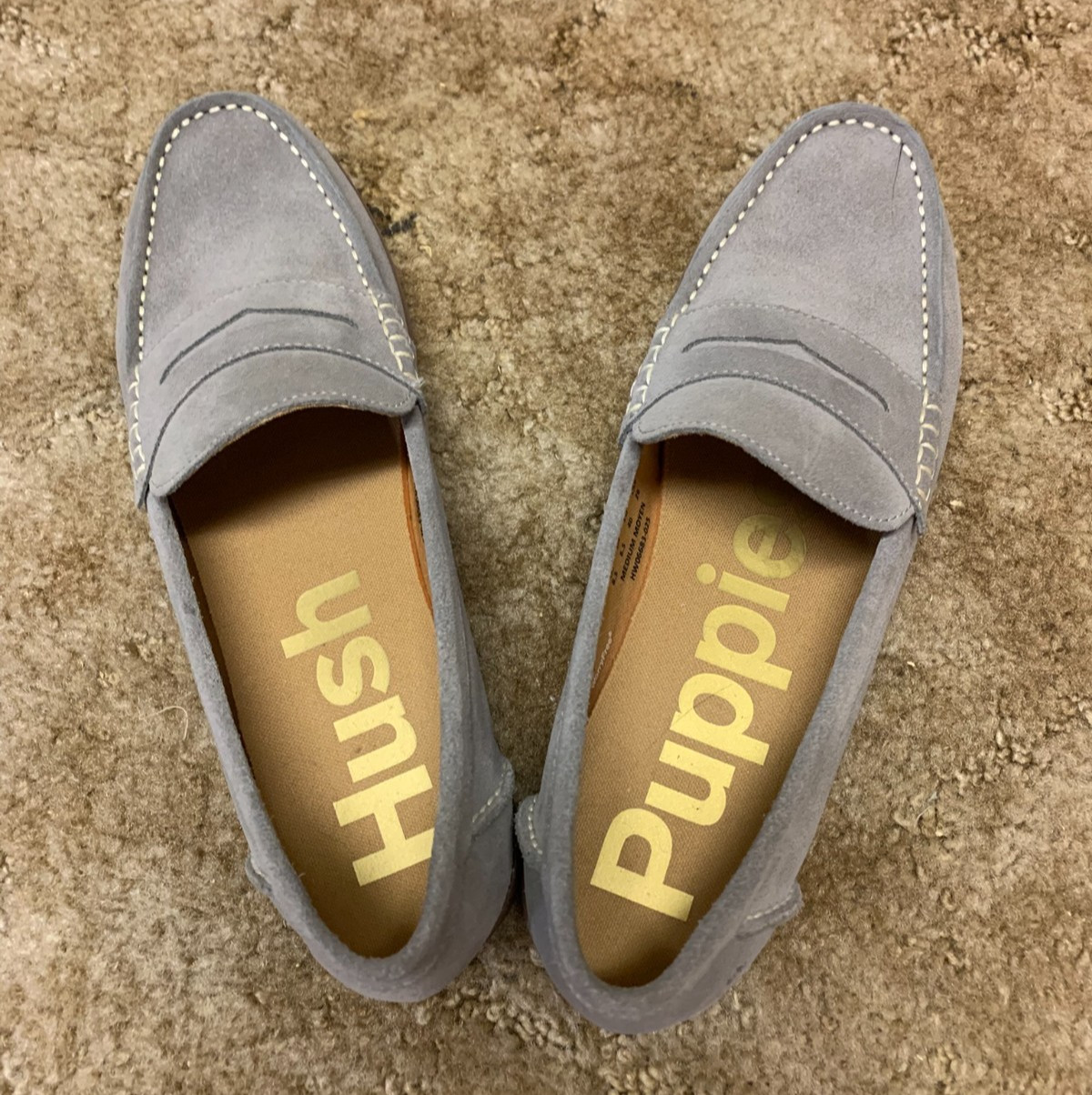 Women's New Hush Puppies Gray Suede Loafers, 8.5 M