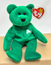 Retired 1997 TY Beanie Baby ERIN Bear MWMT Green Shamrock Plush St Patrick's Day
