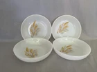 Fire-King Wheat Pattern Milk Glass 6” Bowls Lot of 4 Anchor Hawking Vintage