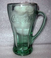 Coca-Cola  Mug Green Glass With Handle Libbey 14oz Heavy Libby