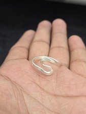 Sterling Silver Wave Ring Shape Ring Minimalist Stackable Ban Handmade Ring