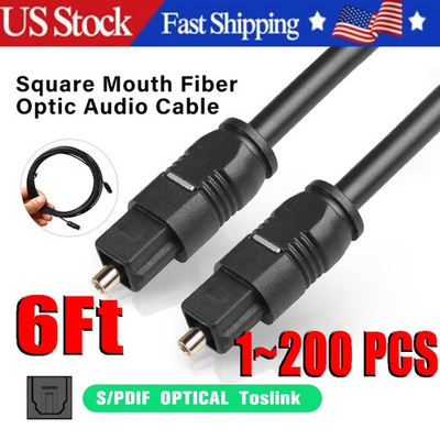 #ad 6FT Digital Fiber Optic Audio Cable Cord Optical TosLink for TV DVD AMP USA LOT $175.29