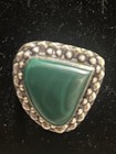 Vintage Malachite Trillion Gemstone .925 Sterling Silver Ring Sz 9 Estate Taxco — photo 2