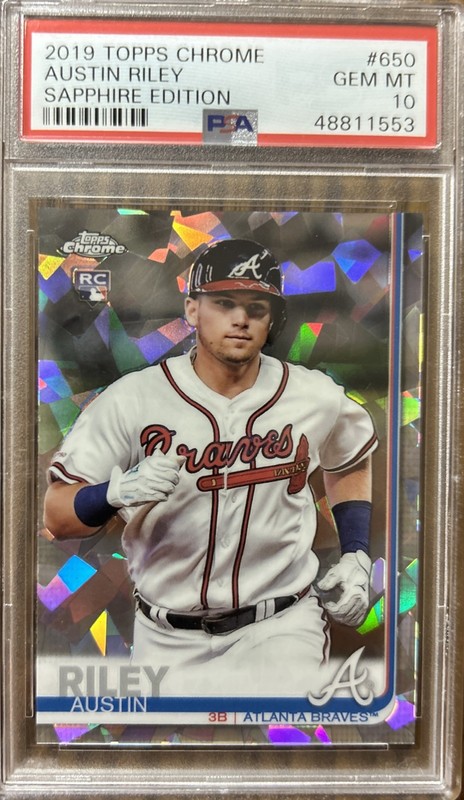 2019 Topps Chrome Sapphire Austin Riley Rookie RC PSA 10 #650 Atlanta Braves