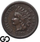 1875 Indian Head Cent Penny, Key Date, Choice AU++