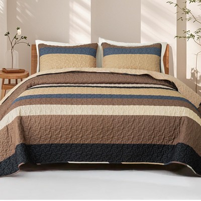 Full Queen Size Quilt Set - Reversible Camel Quilts Queen Size with 2 Pillow ...