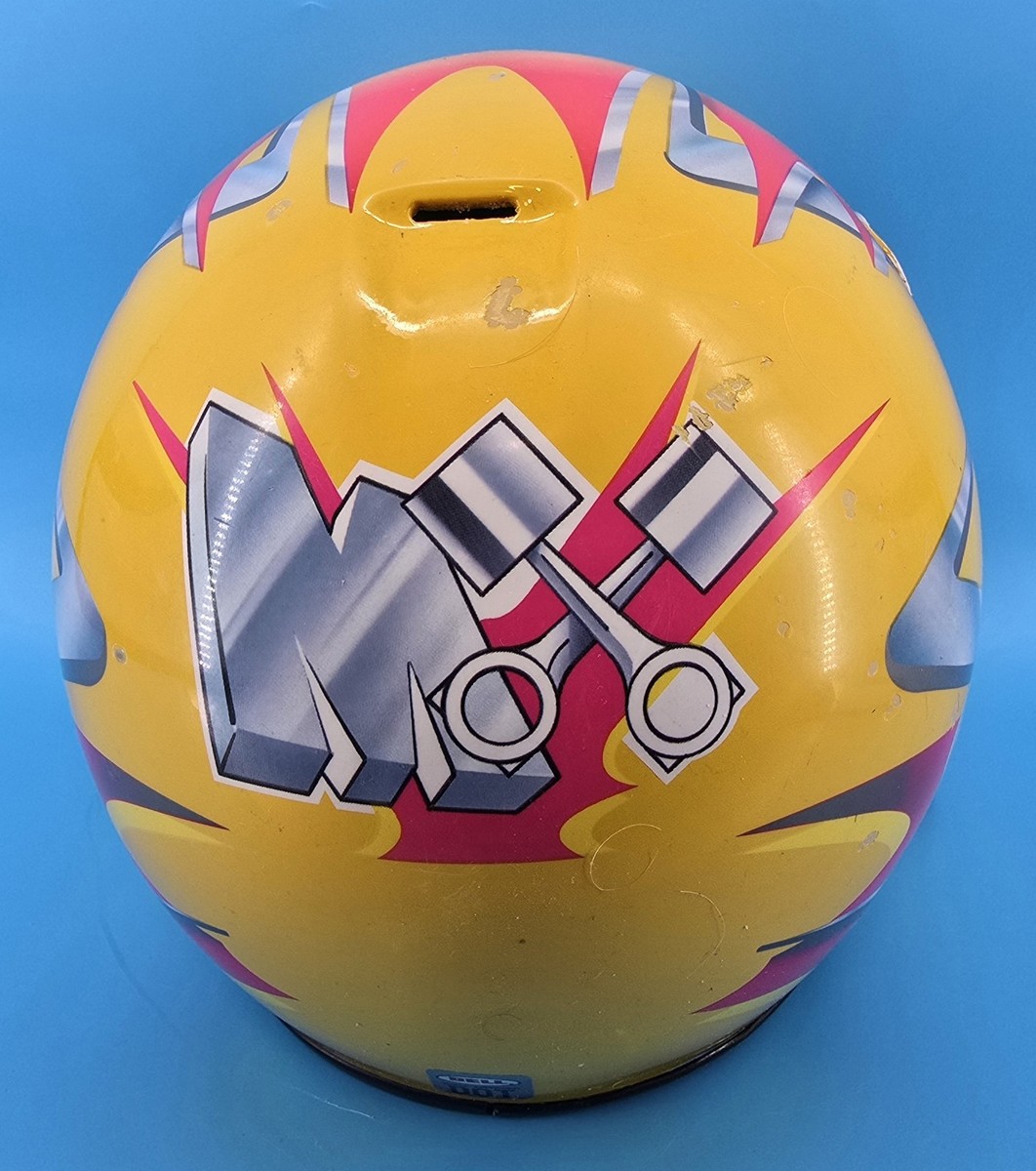 Vtg 90s Bell Moto 6 Helmet MX Motorcross Sz M Yellow Pink Rare w