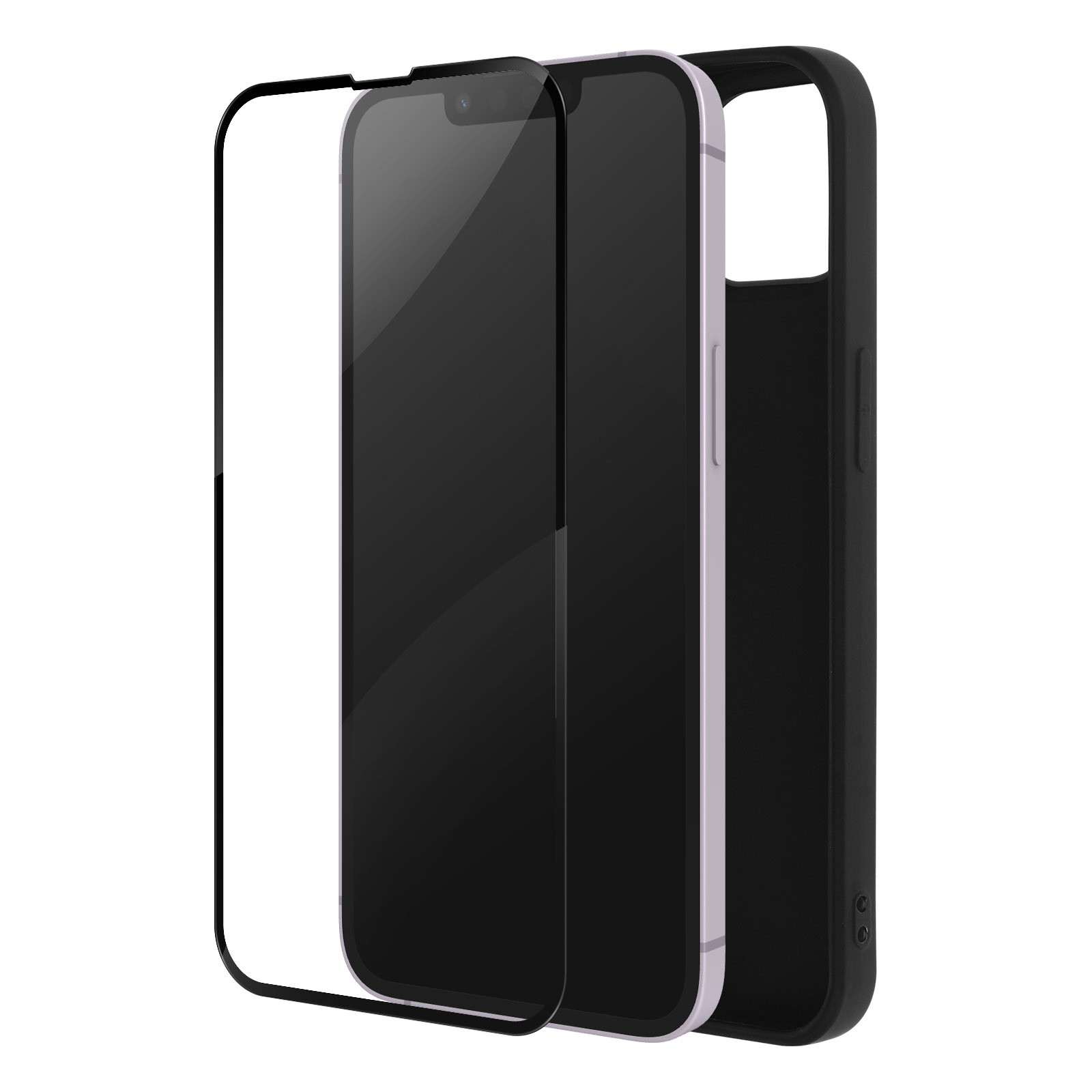 Kit protection 360 iPhone 14 Plus coque silicone noire pour trajets quotidiens