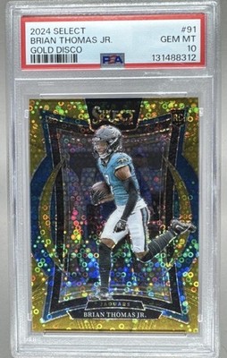 2024 Panini Select Brian Thomas Jr Gold Disco Prizm RC/10 SSP Gem Mint💎 PSA 10