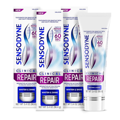 Clinical Repair Whiten & Shine Toothpaste for Sensitivity Relief, 3.4 Oz (3 Pack