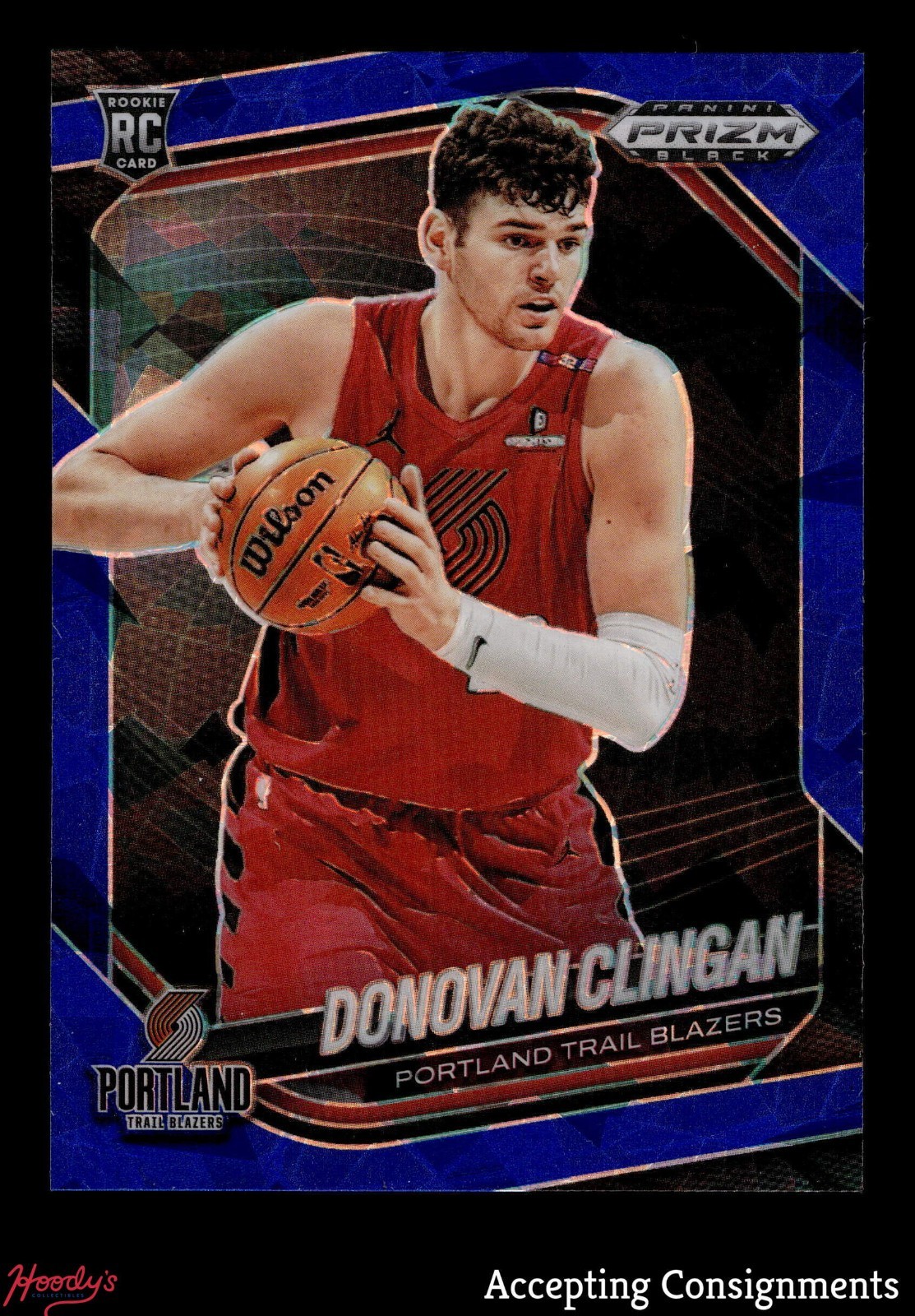 2024-25 Prizm Black Blue Ice #131 Donovan Clingan RC ROOKIE BLAZERS 036/125