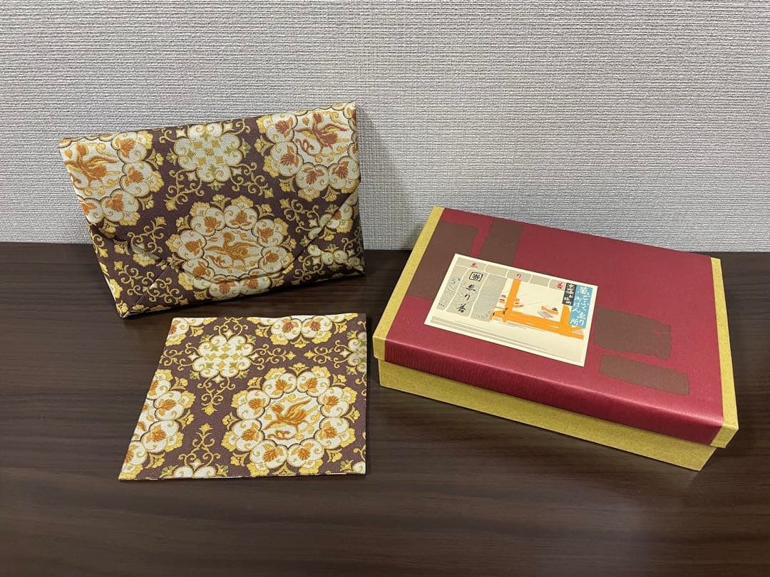 Erisen Sukiya Bag & Furoshiki Set Phoenix Gold Orchid Silk Tea Ceremony Used