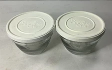Pampered Chef Clear Glass Prep Measuring Bowls 3/4 Cup 175 mL SET OF TWO (2)