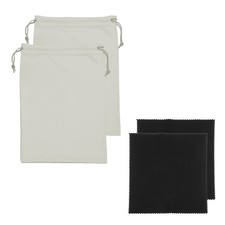 Ski Goggle Bag, Microfiber Bag with Cleaning Cloth 2 Pcs Gray