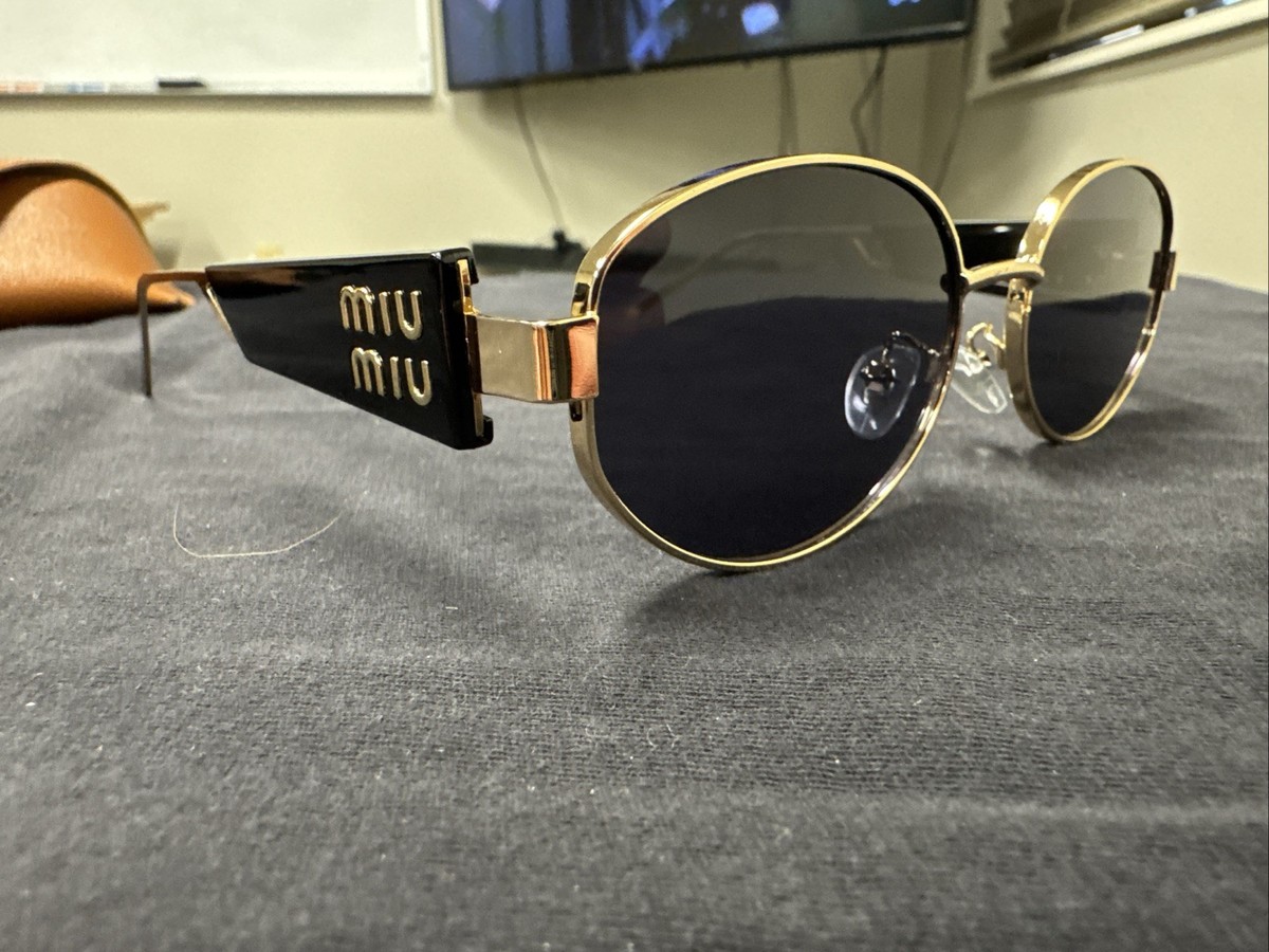 MIU MIU WH4058 56-16 137 Gold And Black Sunglasses #361 | eBay