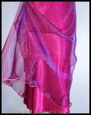 SHINY Vintage Liquid SATIN Slip SKIRT Layered ORGANZA Pink Purple 90s Midi M