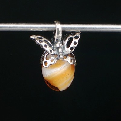 NEW | GENUINE Trollbeads Swirling Caramel Butterfly Pendant OOAK HTF Event Bead