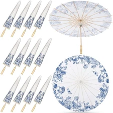 12 Pack Paper Umbrellas Bulk for Wedding, 23.6" Chinese Japanese Parasol Vint...