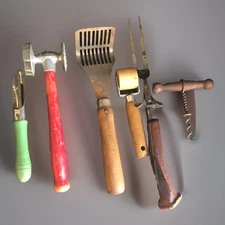 Vintage Primitive Kitchen Utensils Tools (6) Farmhouse Some Wood Handles