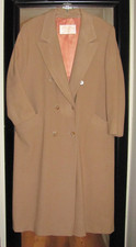 Pendelton Vintage Tan Camel Double Breasted Wool Long Coat Made USA Women's 14