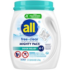 Laundry Detergent Free Clear Odor Relief 56 Count Mighty Pacs