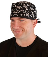 Classic Surgical Scrub Cap - Dancing Skeletons with Black Ties Glow In The Dark