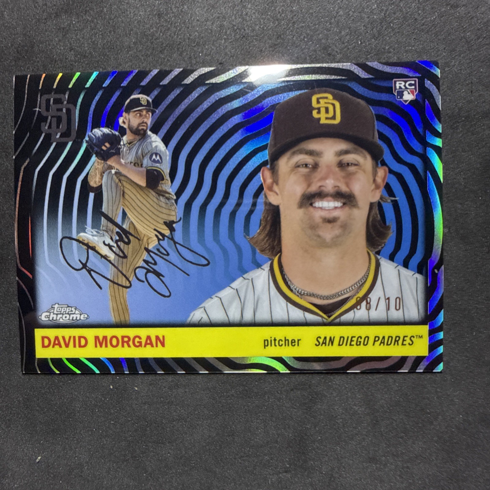 2025 Topps Chrome Platinum David Morgan Black Vibrations Refractor #08/10