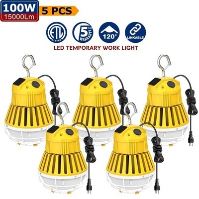 5Pack 100W LED Temporary Work Light 5000K 15000lm Linkable Construction Lights