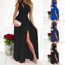 Women's Sexy One-Shoulder Sleeveless High-Waist Slit Maxi Dress