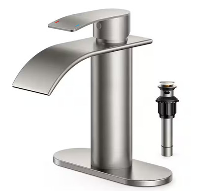 ANZA Single-Handle Bathroom Faucet w/ Deckplate, Spot Resistant, Brushed Nickel