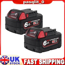 2X Milwaukee M18B6 18V 6.0Ah Li-Ion REDLITHIUM-ION Protection Tool Batteries