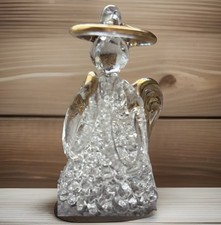 CRYSTAL ANGEL Ornament 3 Clear Prism Sun Catcher Gold Halo Wings Holiday