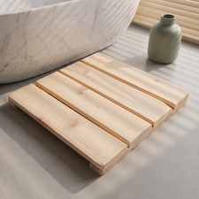 Wood Shower Mat 12x12" Non Pine Bath Floor Mat Quick Dry